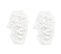 Wzxksoac 2X Pièce de Broderie de Fleurs Perlées de Mariée de Dentelle de Perçage Chaude Perlée Blanc