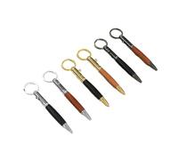 Wzxksoac Ensemble de 6 Stylos Mini Bolt, Stylo à Bille Compact et Tactile de Voyage, Porte-Clés Court en Bois avec 5 Recharges de Remplacement.
