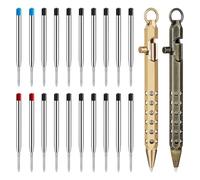 Wzxksoac Ensemble de Stylos à Action à Ressort (2 Pièces), Stylo de Poche Hexagonal en Laiton avec 20 Recharges à Bille C.