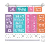 Wzxksoac Ensemble de Tableau D'Affichage de Calendrier Flip Arc-En-Ciel avec Support, Support de Calendrier Ajustable Comprend 54 Cartes de Date.