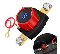 Wzxksoac Interrupteur de Déconnexion de Batterie à Poteau Latéral avec Affichage de Tension LED 12V 300A Terminal Négatif On/Off 3/8" Dispositif de Coupure de Batterie pour Voiture