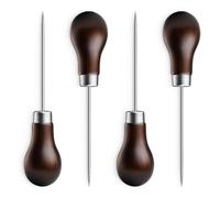 Wzxksoac Pique-Aiguille 4 Pièces Outil Perforateur en Cuir Forme de Gourde Poignée en Bois Aiguilles de Tailleur pour Artisanat Tissu