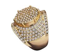 Wzxksoac Vintage ou Jaune Rempli De Pierres PrÉCieuses Blanches Bague De Mariage des Femmes De Mariage Strass Overbearing Mâle Bague # 1