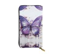 WZYCWB 19,1 x 10,4 cm de long, pochette en cuir violet avec motif papillon, compartiment zippé, grande capacité, un bon cadeau pour les amis, noir, One Size