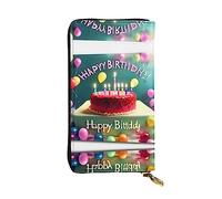 WZYCWB 19,1 x 10,4 cm de long, pochette Happy Birthday Beau portefeuille en cuir, compartiment à fermeture éclair, grande capacité, un bon cadeau pour les amis, noir, One Size