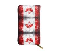 WZYCWB 19,1 x 10,4 cm de long, portefeuille rétro en cuir avec drapeau du Canada, compartiment zippé, grande capacité, un bon cadeau pour les amis, noir, One Size