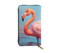 WZYCWB 19 x 10,4 cm de long, joli portefeuille en cuir flamant rose, compartiment à fermeture éclair, grande capacité, un bon cadeau pour les amis, noir, One Size