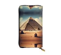 WZYCWB 19 x 10,4 cm de long, pochette en cuir Dreaming of the Pyramids of Khufu, compartiment zippé de grande capacité, un bon cadeau pour les amis, noir, One Size