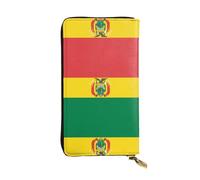 WZYCWB 19 x 10,4 cm de long, portefeuille en cuir avec drapeau de la Bolivie, compartiment à fermeture éclair, grande capacité, un bon cadeau pour les amis, noir, One Size