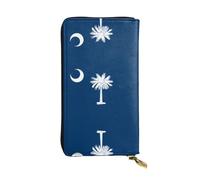 WZYCWB 19 x 10,4 cm de long, portefeuille en cuir avec drapeau de la Caroline du Sud, compartiment à fermeture éclair, grande capacité, un bon cadeau pour les amis, noir, One Size