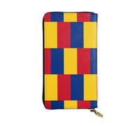 WZYCWB 19 x 10,4 cm de long, portefeuille en cuir avec drapeau de la Roumanie, compartiment à fermeture éclair, grande capacité, un bon cadeau pour les amis, noir, One Size