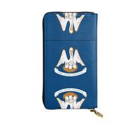 WZYCWB 19 x 10,4 cm de long, portefeuille en cuir avec drapeau de l'État de Louisiane, compartiment à fermeture éclair, grande capacité, un bon cadeau pour les amis, noir, One Size