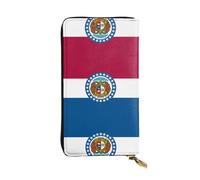 WZYCWB 19 x 10,4 cm de long, portefeuille en cuir avec drapeau de l'État du Missouri, compartiment à fermeture éclair, grande capacité, un bon cadeau pour les amis, noir, One Size