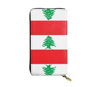 WZYCWB 19 x 10,4 cm de long, portefeuille en cuir avec motif drapeau du Liban, compartiment à fermeture éclair, grande capacité, un bon cadeau pour les amis, noir, One Size