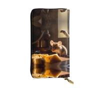 WZYCWB 19 x 10,4 cm de long, portefeuille en cuir de rat, compartiment à fermeture éclair, grande capacité, un bon cadeau pour les amis, noir, One Size