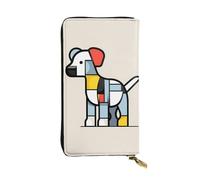 WZYCWB 19 x 10,4 cm de long, portefeuille en cuir Mondrian abstractionnisme pour petit animal, compartiment à fermeture éclair, grande capacité, un bon cadeau pour les amis, noir, One Size