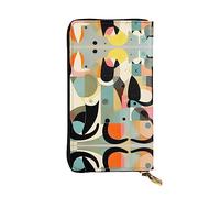 WZYCWB 19 x 10,4 cm de long, portefeuille en cuir motif chat d'art moderne du milieu du siècle, compartiment à fermeture éclair, grande capacité, un bon cadeau pour les amis, noir, One Size