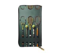 WZYCWB 19 x 10,4 cm de long, portefeuille en cuir pour balles de tennis et raquettes, compartiment zippé, grande capacité, un bon cadeau pour les amis, noir, One Size