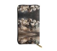 WZYCWB 19 x 10,4 cm de long, portefeuille en cuir Running of the Horses, compartiment zippé de grande capacité, un bon cadeau pour les amis, noir, One Size