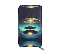 WZYCWB 19 x 10,4 cm de long, portefeuille en cuir Spacecraft descend, compartiment zippé, grande capacité, un bon cadeau pour les amis, noir, One Size