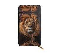 WZYCWB 19 x 10,4 cm de long, portefeuille en cuir The Lion's Gaze, compartiment à fermeture éclair, grande capacité, un bon cadeau pour les amis, noir, One Size
