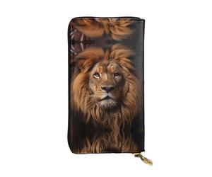 WZYCWB 19 x 10,4 cm de long, portefeuille en cuir The Lion's Gaze, compartiment à fermeture éclair, grande capacité, un bon cadeau pour les amis, noir, One Size