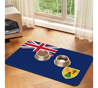 WZYCWB 30 x 45 cm Drapeau des îles Turques et Caïques Tapis de nourriture pour animaux de compagnie - Tapis de gamelle pour chat et chien, pliable et facile à ranger