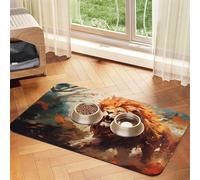 WZYCWB 30 x 45 cm Le lion en colère. Sets de table absorbants imprimés pour animaux de compagnie - Tapis antidérapant pour nourriture pour chiens et chats