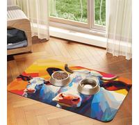 WZYCWB 30 x 45 cm Peinture à l'aquarelle de deux vaches imprimées Sets de table absorbants pour animaux de compagnie - Tapis de nourriture antidérapant pour chiens et chats, bols de nourriture et sets