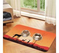 WZYCWB 30 x 45 cm Trois Deer at Sunset Imprimé Pet Absorbants Sets de Table - Tapis de Nourriture Antidérapant pour Chiens et Chats Gamelles Nourriture et Eau Sets de Table