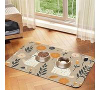 WZYCWB 40 x 60 cm Deux sets de table absorbants imprimés chats drôles animaux - Tapis de nourriture antidérapant pour chiens et chats bols de nourriture et sets de table d'eau