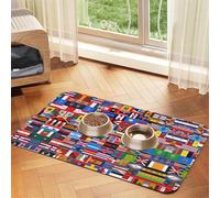WZYCWB 40 x 60 cm différents drapeaux imprimés animaux de compagnie sets de table absorbants - Tapis de nourriture antidérapant pour chiens et chats bols de nourriture et sets de table d'eau