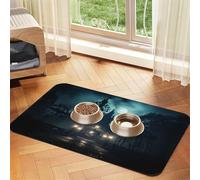 WZYCWB 40 x 60 cm The Ghost in The Night Set de table pour animal domestique - Tapis de gamelle pour chat et chien, pliable et facile à ranger
