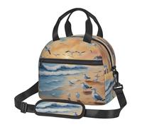 WZYCWB Airborne Sac à déjeuner isotherme Motif mouettes Petit sac isotherme pour les trajets quotidiens Peut contenir une boîte à déjeuner