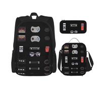 WZYCWB Atmosphère de l'époque Campus Life Ensemble sac à dos (3 pièces) - Cartable + trousse + sac à déjeuner - Répond à tous les besoins quotidiens des étudiants