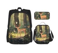 WZYCWB Bambi Ensemble sac à dos (3 pièces) - Sac d'écolier + trousse à crayons + sac à déjeuner grande capacité
