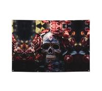 WZYCWB Bannière de fête à motif squelette et rose, parfaite pour les anniversaires, les fêtes de Noël, les remises de diplôme et les anniversaires.