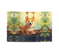 WZYCWB Bannière de fête amusante imprimée Shiba Inu, 119,4 x 180,3 cm, parfaite pour les anniversaires, les vacances, les remises de diplôme et les anniversaires.