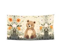 WZYCWB Bannière de fête avec ours perdu - Bannière de décoration de fête adaptée pour les fêtes d'anniversaire ou les décorations de vacances