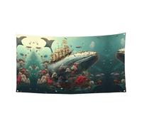 WZYCWB Bannière de fête défilé des baleines - Bannière de décoration de fête adaptée pour les fêtes d'anniversaire ou les décorations de vacances