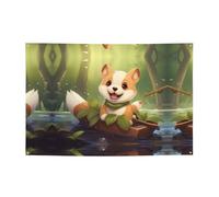 WZYCWB Bannière de fête imprimée chien heureux assis, 119,4 x 180,3 cm, parfaite pour les anniversaires, les vacances, les remises de diplôme et les anniversaires.