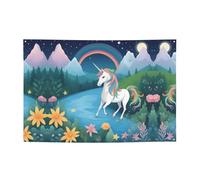 WZYCWB Bannière de fête imprimée licornes courantes, 119,4 x 180,3 cm, parfaite pour les anniversaires, les vacances, les remises de diplôme et les anniversaires.