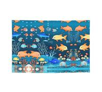 WZYCWB Bannière de fête imprimée monde sous-marin bleu de poisson, 119,4 x 180,3 cm, parfaite pour les anniversaires, les vacances, les remises de diplôme et les anniversaires.