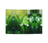 WZYCWB Bannière de fête imprimée trèfle à quatre feuilles, 119,4 x 180,3 cm, parfaite pour les anniversaires, les vacances, les remises de diplôme et les anniversaires.