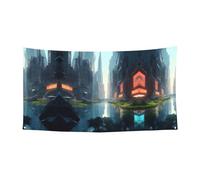 WZYCWB Bannière de fête « La ville sur l'eau » convient pour les fêtes d'anniversaire ou les décorations de vacances