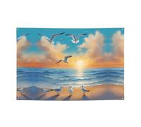 WZYCWB Bannière de fête mouettes au bord de la mer pour les anniversaires, les chants de Noël, les remises de diplôme et les anniversaires.