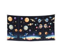 WZYCWB Bannière de fête Saturne Jupiter Earth - Bannière de décoration de fête adaptée pour les fêtes d'anniversaire ou les décorations de vacances