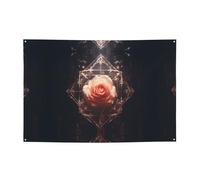 WZYCWB Bannière de fête scellée à motif rose blanche, parfaite pour les anniversaires, les fêtes de Noël, les remises de diplôme et les anniversaires.