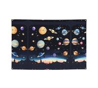 WZYCWB Bannière de vacances Saturne Jupiter Earth à motifs, 119,4 x 180,3 cm, convient pour Halloween, Noël, fêtes, rassemblements, etc.