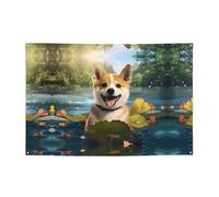 WZYCWB Bannière imprimée Happy Shiba Inu, 119,4 x 180,3 cm, parfaite pour les anniversaires, les vacances, les remises de diplôme et les anniversaires.
